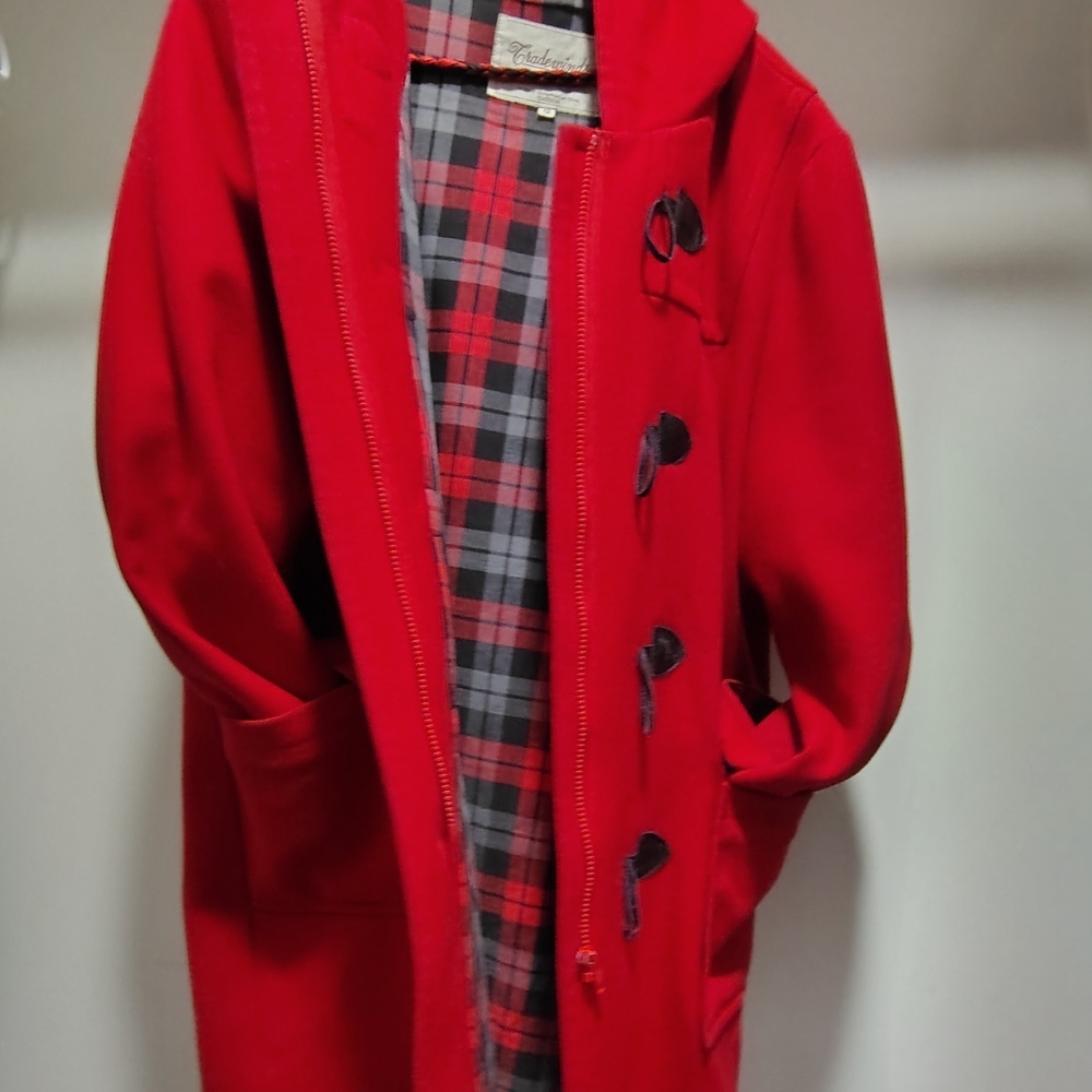 Chic Red Toggle Pea Coat - Picture 3 of 7